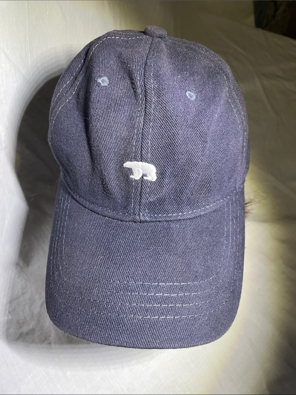 Navy Women's Baseball Cap with White Bear Embroidery